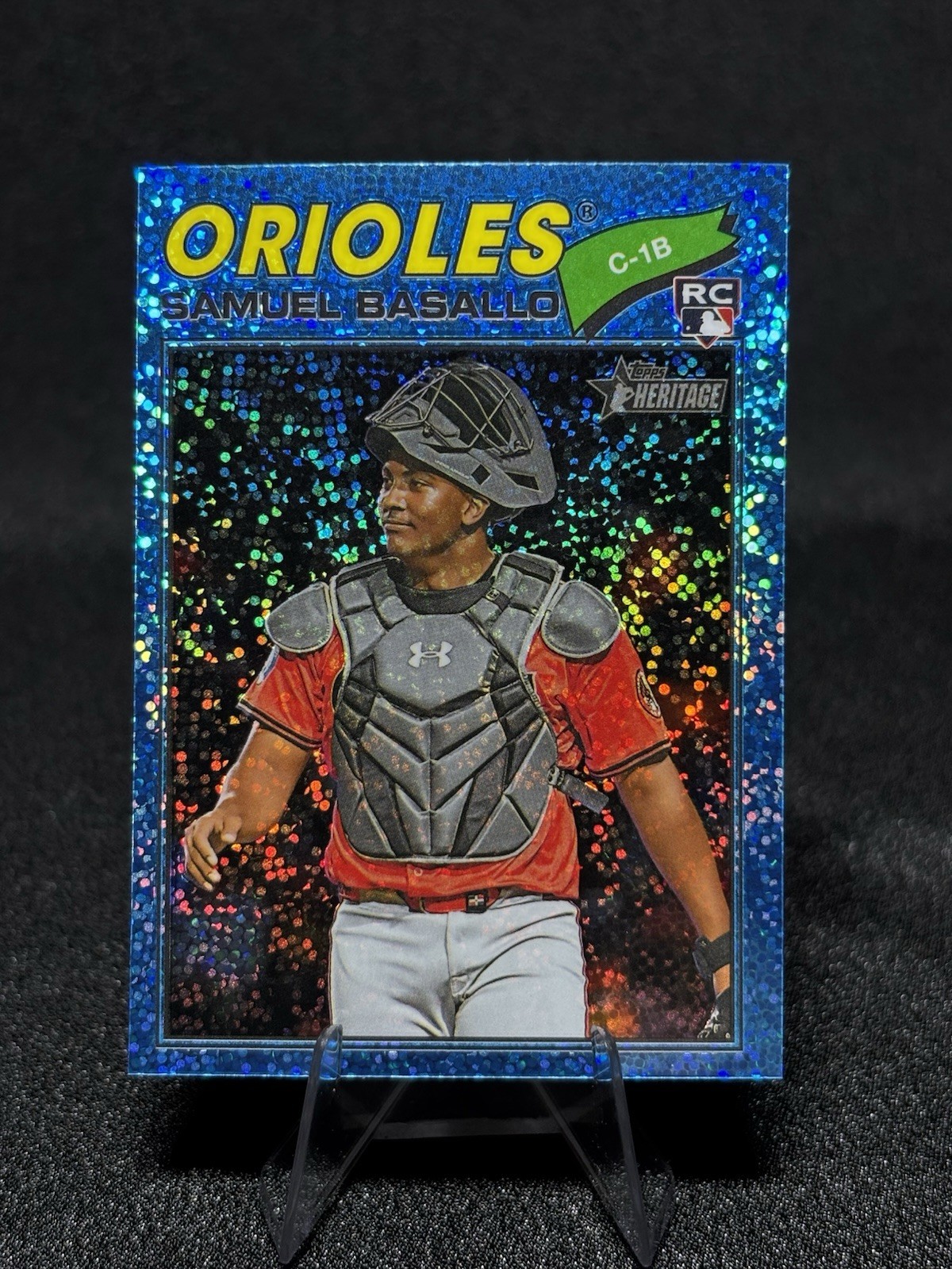 2026 Topps Heritage Chrome Light Blue Sparkle #175 Samuel Basallo (RC)