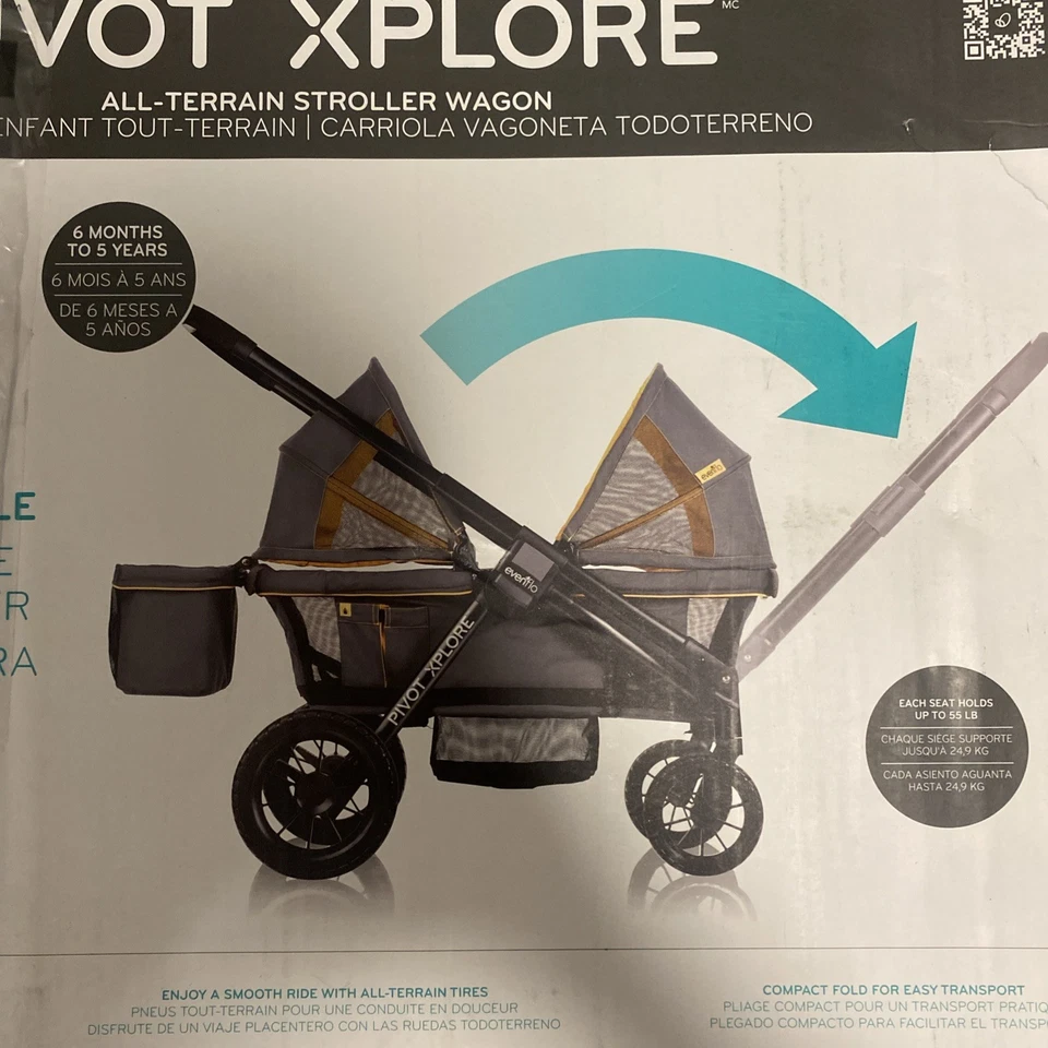 Cochecito doble todo terreno Evenflo Pivot Xplore - gris aventurero... Foto 2 de 4