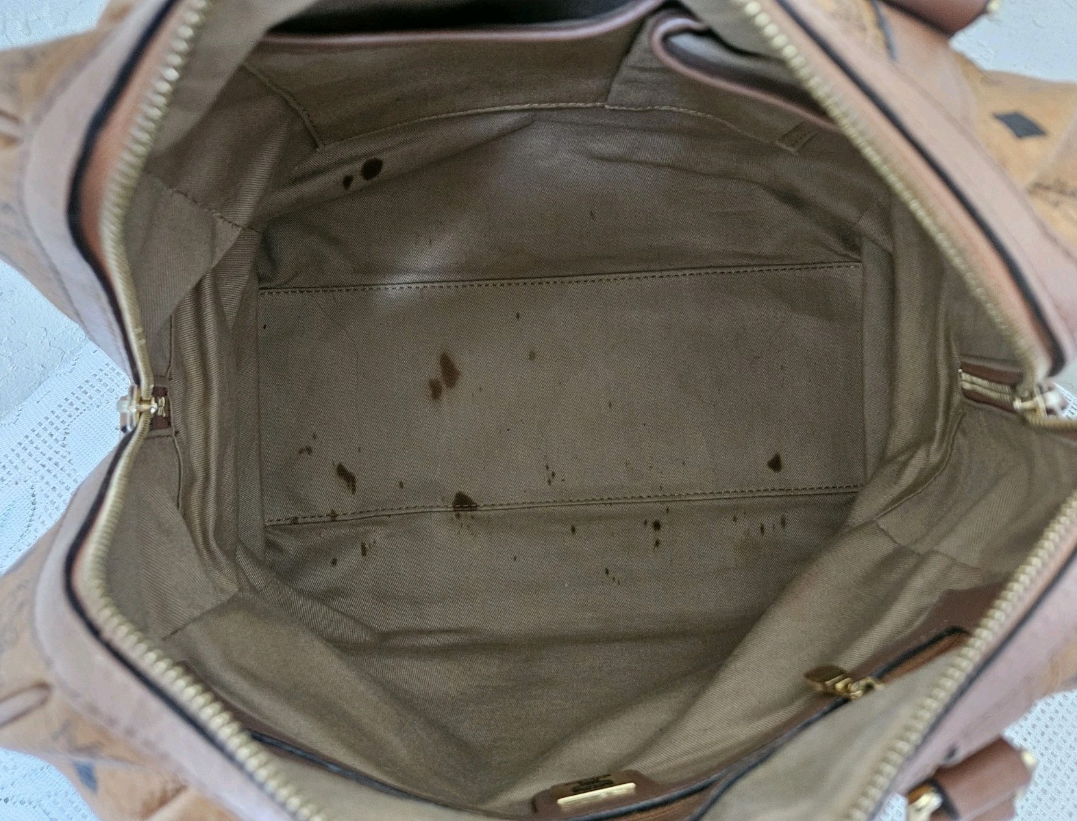 MCM Cognac Monogram Medium Handbag Satchel AUTHENTIC — image 16