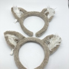 Great Wolf Lodge Ears Headbands Gray Fuzzy Lot Of 2 dress up Halloween