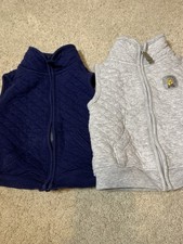 Lot 2 Carters Baby Quilted Vests 9M Boys Lightweight Warm EUC