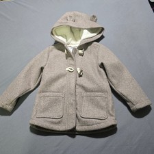 Old Navy Toggle Duffle Coat Kids 5T Oatmeal Bear Ear Sherpa Hooded Jacket