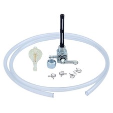 Moped Mofa Benzinhahn Set M12 x 1 Abgang links Filter Schlauch Klammern