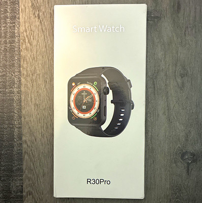 iOWODO R30Pro Smart Watch 44mm Black Plastic Case Black Silicone Band Unlocked