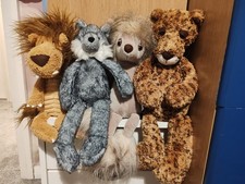 Jellycat Rare & Retired Animal Bundle x4. Leopard. Lion. Wolf. Crested Dog. VGC