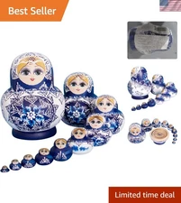 Exquisite Handmade Russian Nesting Dolls Set - 10 Multicolored Matryoshka Tre...