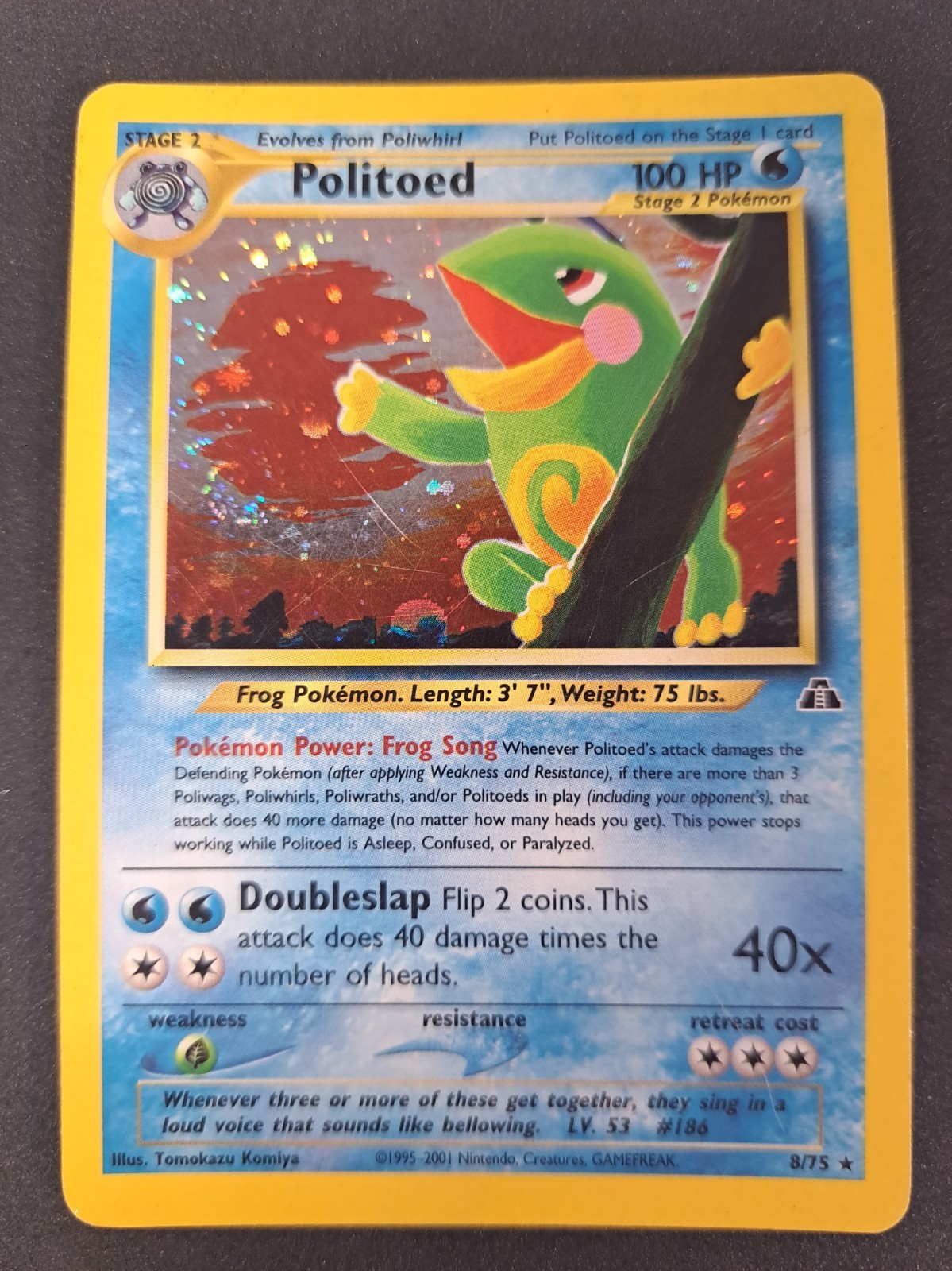 Pokemon TCG Politoed Holo Rare Card 8/75 Neo Discovery