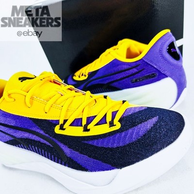 Puma US 13 Men's Yellow Purple White Black Lakers All Pro Nitro  310392 05 NIB