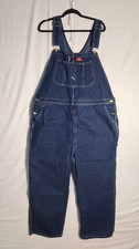 Dickies Mens Denim Overalls Blue Ranch Farm Workwear Factory Size 46x30
