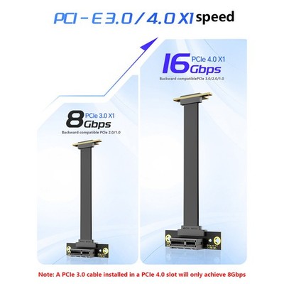 PCIe 3.0/4.0 x1 Riser Extension Cable with DMA Support for Sound/Network Card