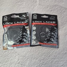 Lock Laces Original Black Elastic No-Tie Shoelaces 2 Pack New Adjustable Tension