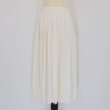 Prada Cream Logo Jacquard Pleated Midi Skirt