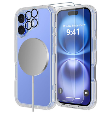 iP16 Pro Max/ iP 16 Plus Matte Clear Case w/Screen/Lens Protector