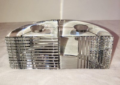 Josef Riedel Austrian Crystal DUETTO Candlestick Holders Modern Abstract Design