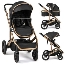 2 in 1 Baby Stroller, Folding Newborn Pram Convertible Stroller Bassinet for Inf