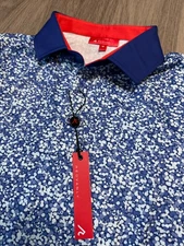 Redvanly Eaton Golf Polo Shirt Mazarine Blue Dot Print Men's Medium NWT