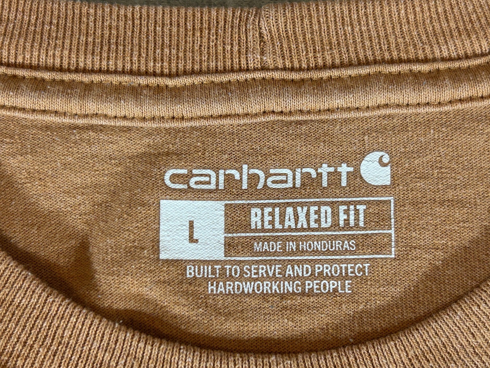 Carhartt Shirt Mens Large Brown Relaxed Fit Pocket Graphic Workwear Short Sleeve