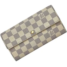 Louis Vuitton Bi-fold Long Wallet ec-21233 Gray White Damier Azur N61735 Canvas 