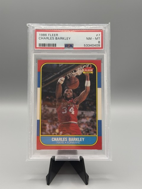 1986 Fleer Charles Barkley #7 Rookie RC PSA 8 NM-MT HOF 76ers