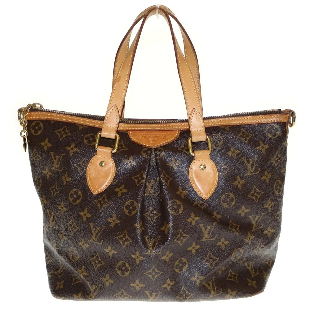 LOUIS VUITTON Size Monogram Palermo PM Handbag Tote Bag Brown Gold Hardware Leat