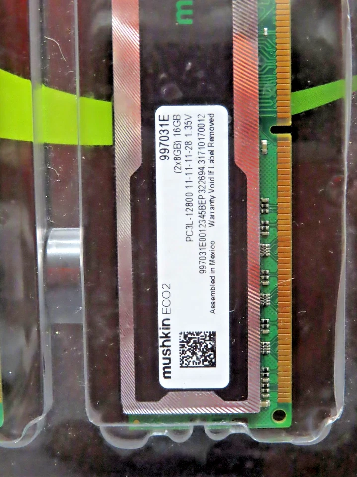 Mushkin ECO2 DDR3 16GB RAM Kit (2x8GB) PC3L-12800 NEW - Image 2 of 4