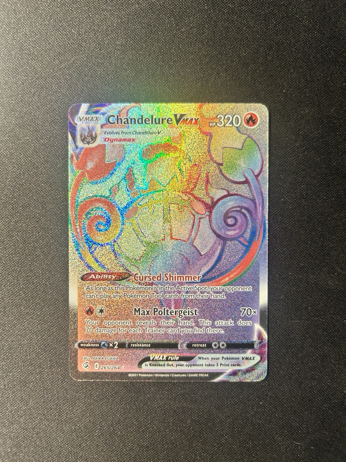 Chandelure VMAX (Secret) 265/264 Swsh08: Fusion Strike Holo Rainbow Rare: NM