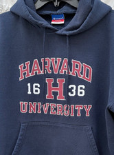 Vintage Y2K Harvard University Hoodie Sz Large Adult Navy Blue Champion Pullover