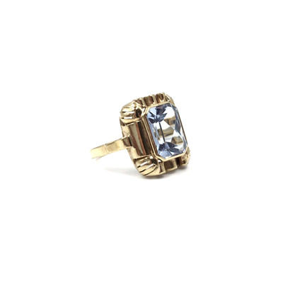 8ct yellow gold ring light blue spinel 4.42ct vintage 333 gold jewelry 17.5mm / 55