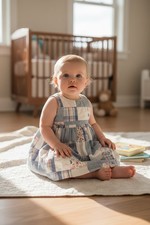 Vintage GAP Baby Girls Patchwork Sundress Pink Green Cotton 6 12 Months 2009 VGC