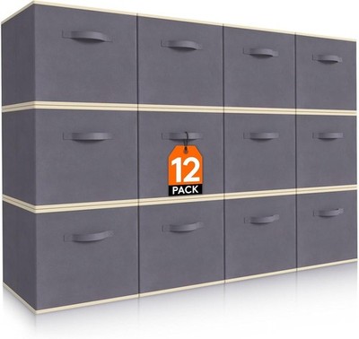 Lifewit Storage Cubes Foldable Fabric 12 Pack Gray