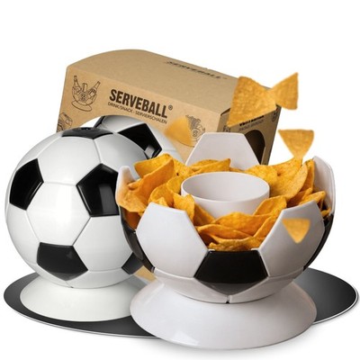 Serveball 'Victory' im Fußball Design - Snackbox mit Fächern und Getränkehalter 