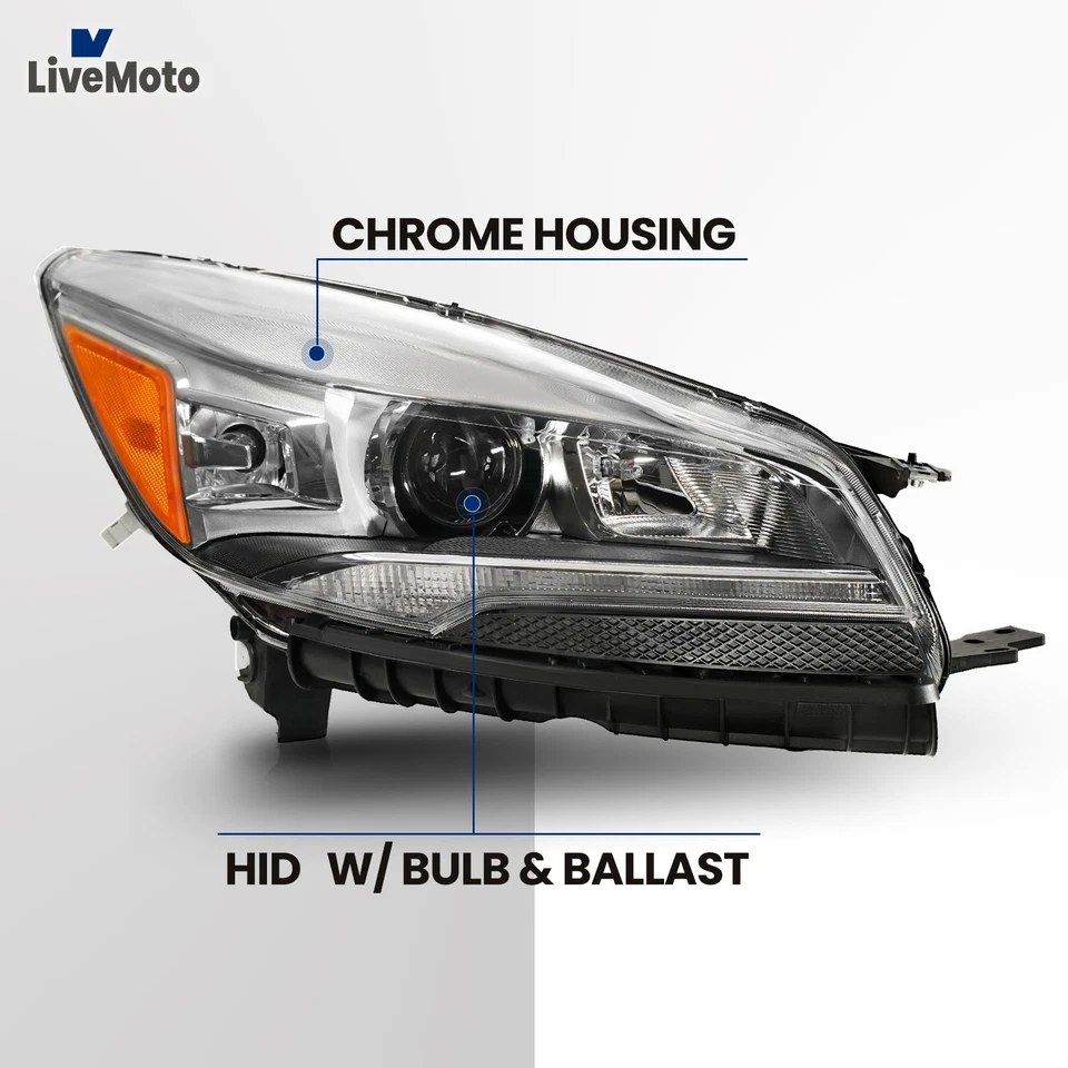 w/ Bulb Ballast HID/Xenon Headlight For 2013-2016 Ford Escape Passenger Side - Image 3 of 4