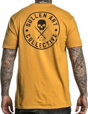 Men's Sullen Art Co Ever Premium Mustard Skull Paint Brush Tattoo T-Shirt L-4XL
