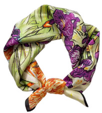 100 Silk 20" small Scarf Women neckerchief Wrap floral purple green red my102