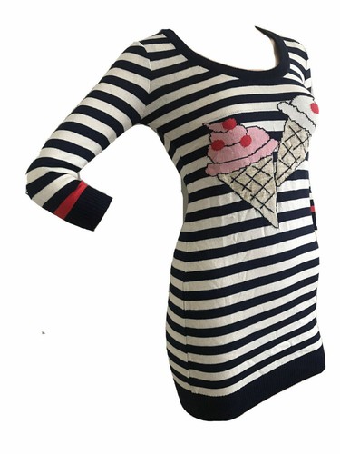 MISS SELFRIDGE PETITES STIPEY ICE CREAM KNIT BODY CON DRESS UK 4 EU 32 XXS BNWT - Picture 2 of 10