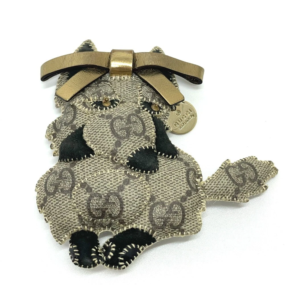 Porte clés GUCCI Fox Guccioli charme toile suprême beige