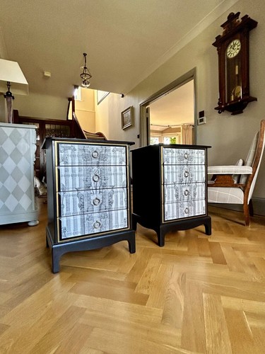 Mid Century Modern Bedside Drawers x 2. Monochrome. Stag. Divine Savages. - Picture 8 of 16