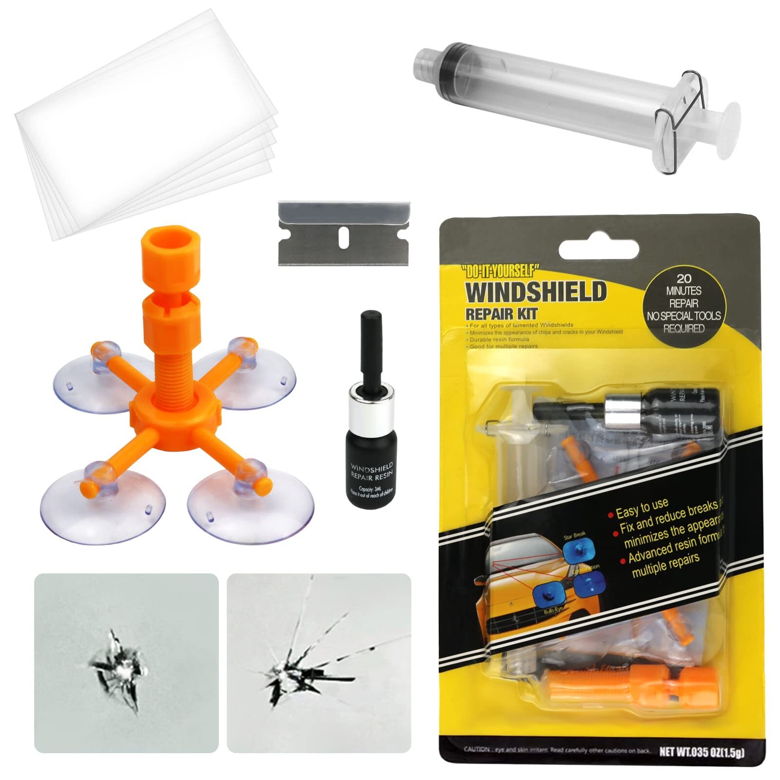Kit Riparazione Parabrezza AutoKit Riparazione Vetro Auto con Riparazione Res...