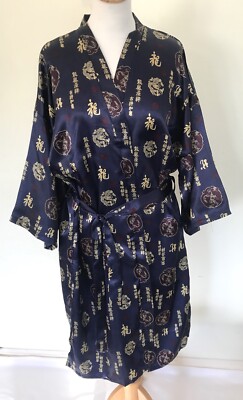 Vintage Kaiyu Chinesischer Orientalischer Satin Morgenmantel Morgenmantel | XXL