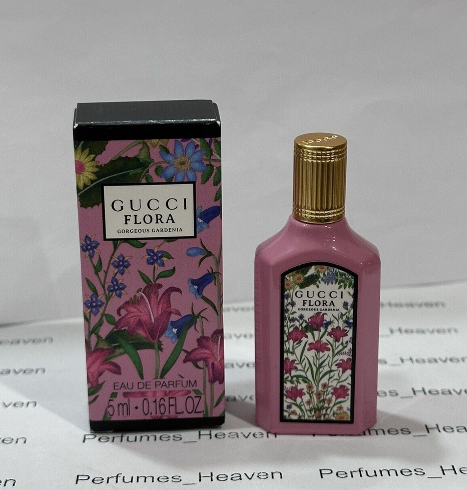 NEW GUCCI Flora Gorgeous Gardenia EDP mini Splash Travel 0.16 oz / 5 mL With Box