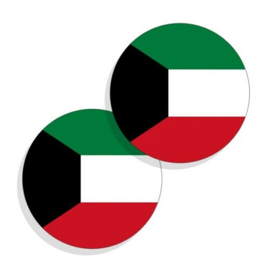 Kuwait Flag Stickers Flag Decals Vinyl Round Indoor Outdoor Circles 4 pack