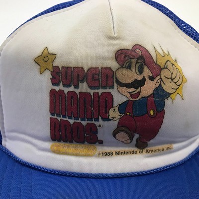 80s USA購入　任天堂公式 ヴィンテージ マリオキャップ VINTAGE Super Mario Hat Cap Snapback Blue White Trucker Adjustable