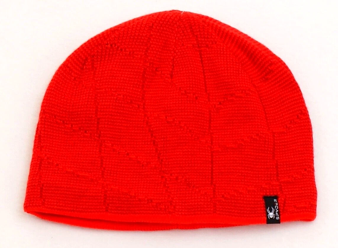 Spyder Red Fleece Lined Knit Beanie Skull Cap Men's One Size NWT
