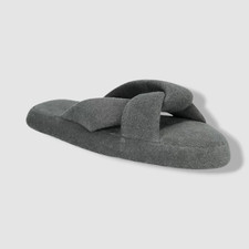 Jenni Women's Gray Terry Cloth Crossband Slide Slippers Shoes Size 5-6