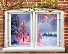 3D Snow Tree A186 Window Film Print Sticker Cling Stained Glass UV Sinsin