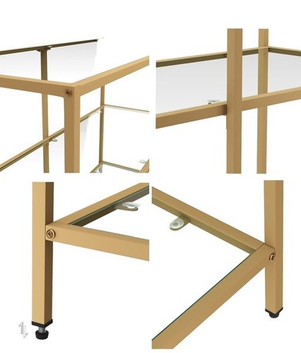 Console Table Tempered Glass Sofa Table Hall Side Entry 3 Shelves Gold - Picture 9 of 9