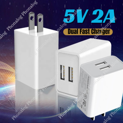 Dual Port USB Power Adapter Cube Fast Wall Charger Block For iPhone iPad Android
