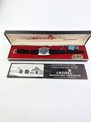 Cronel 652 VintageWatch Genuine Suede Band. Original Case & Tags.  Anti-magnetic