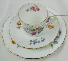Pretty Coalport JUNETIME Bone China TRIO Demi-tasse Cup, Saucer + Bread & Butter