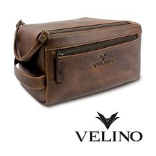 komalc genuine buffalo leather unisex toiletry bag travel dopp kit